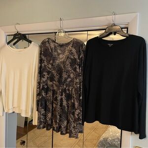 Bundle 3 Light Winter Tops XXL Nine West Torrid Snake Print Tunic White Sweater